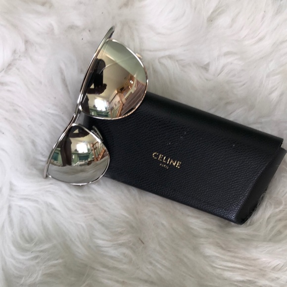 CELINE SUNGLASSES CHROME SILVER TONE IN CASE STYLE # CL40098U - Picture 9 of 11